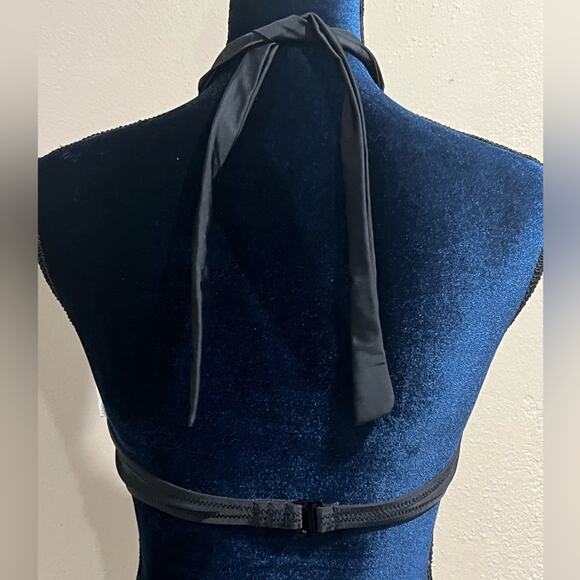 Volcom Simply Solid Braided High Neck Bandeau Bikini Top Black Sz Medium NWT - Picture 4 of 11